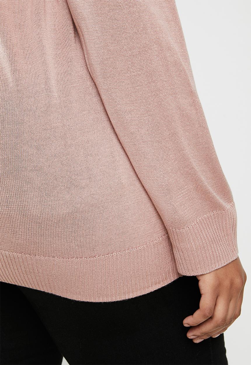 edit Plus - Knitwear basic poloneck(plus) - dusty pink
