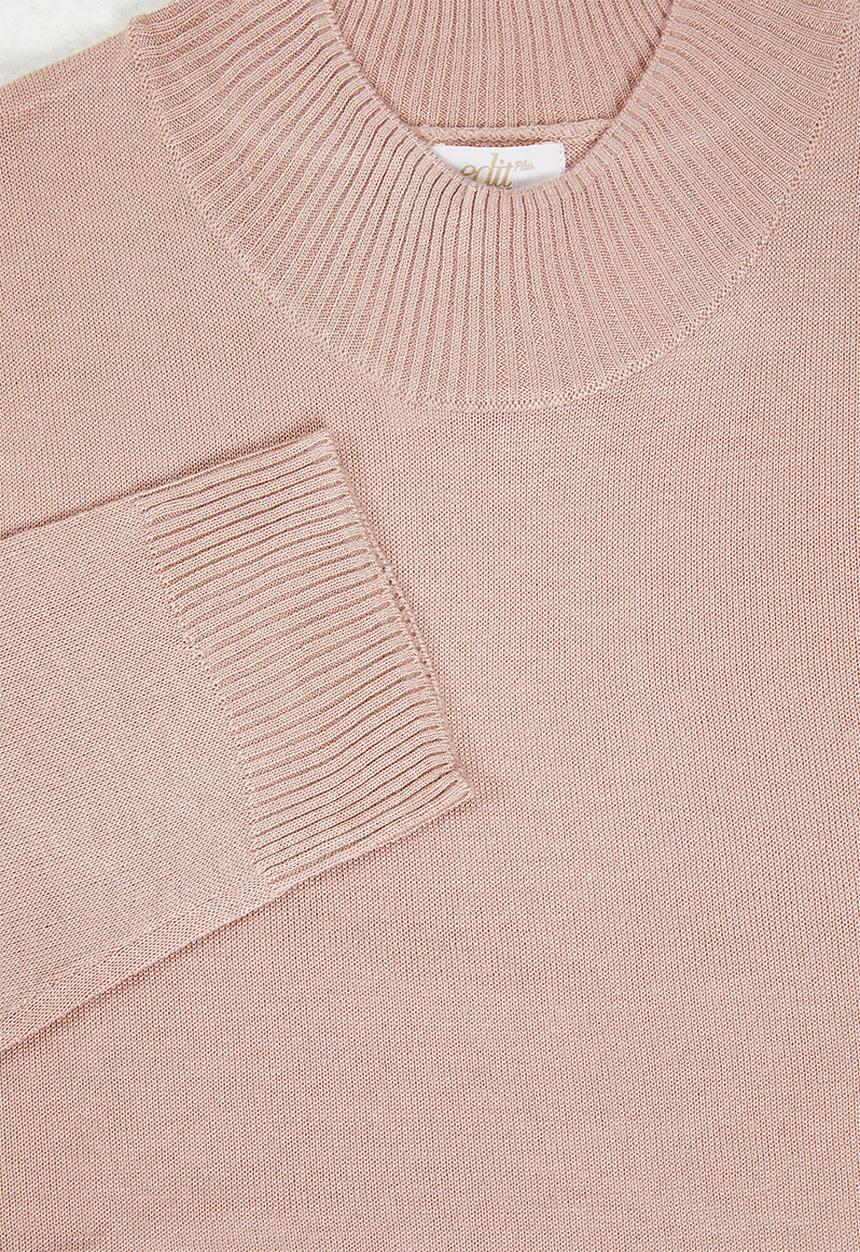 edit Plus - Knitwear basic poloneck(plus) - dusty pink