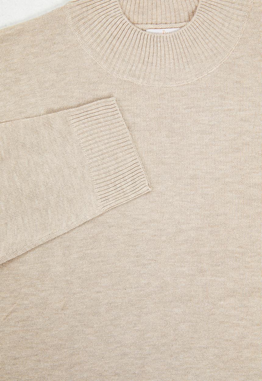 edit Plus - Knitwear basic poloneck(plus) - beige