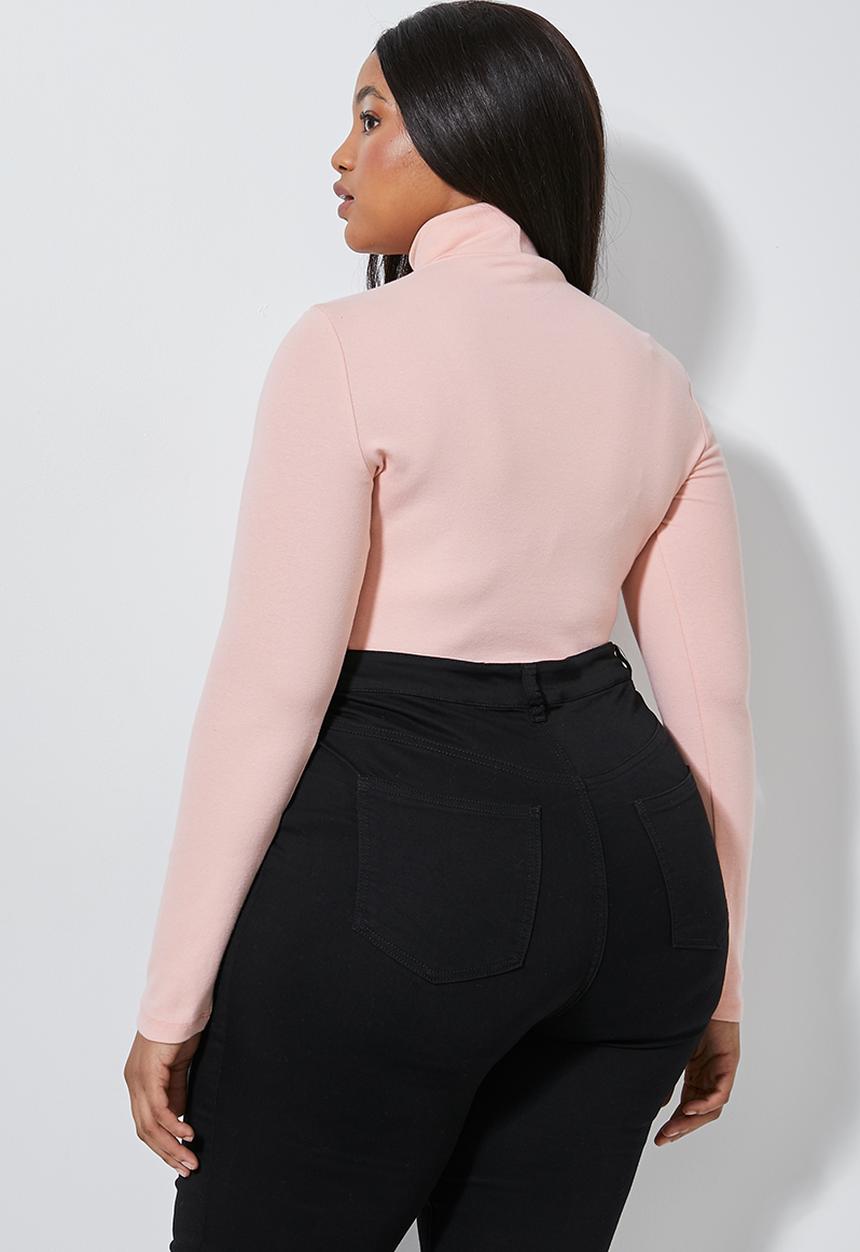 Superbalist - Rib poloneck(plus) - pink
