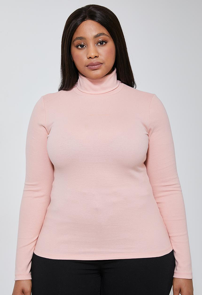 Superbalist - Rib poloneck(plus) - pink