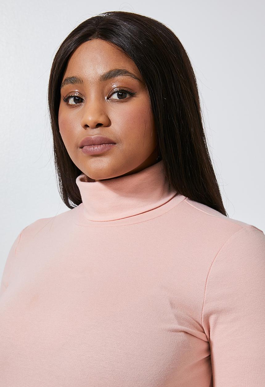 Superbalist - Rib poloneck(plus) - pink