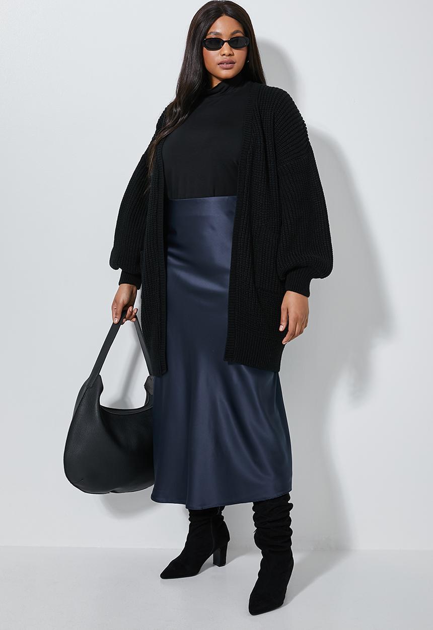 Superbalist - Midi bias slip skirt - navy
