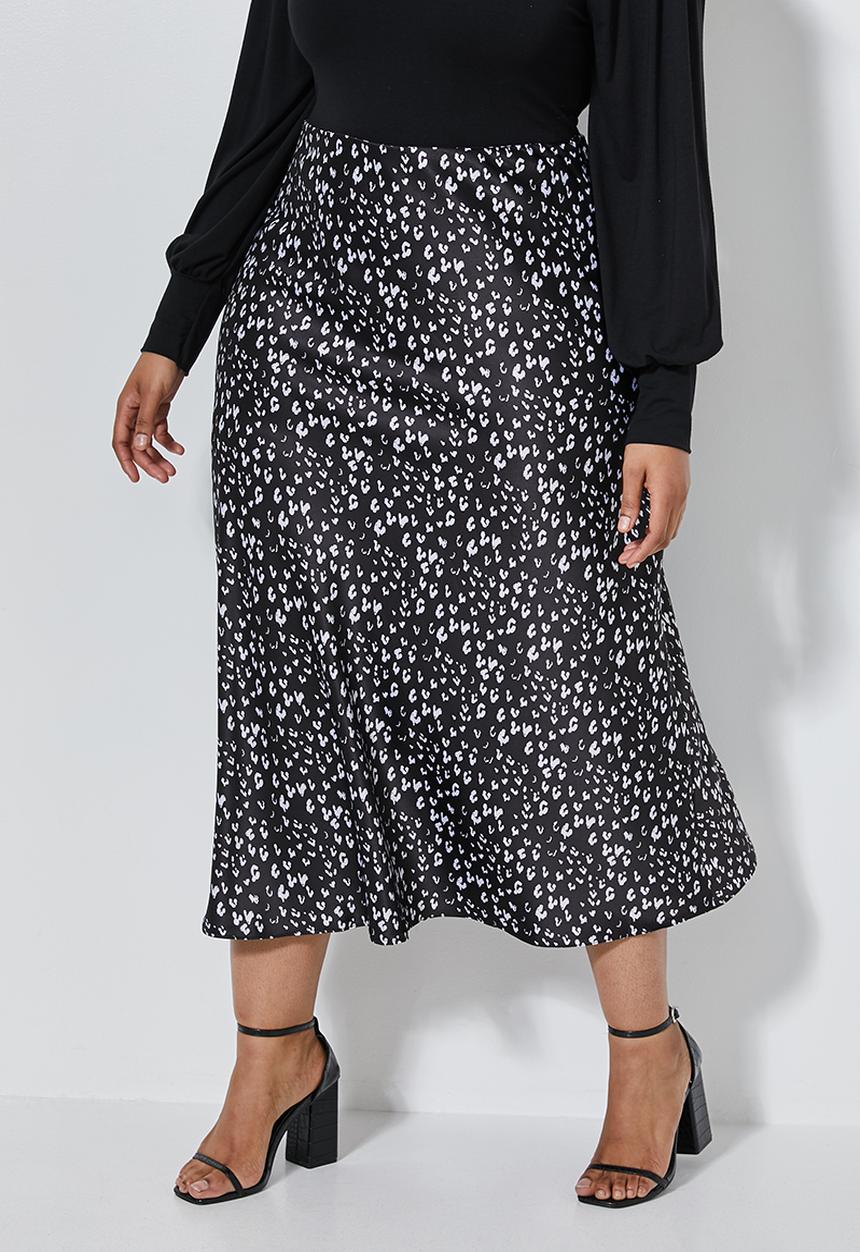 Superbalist - Midi bias slip skirt - black & white 