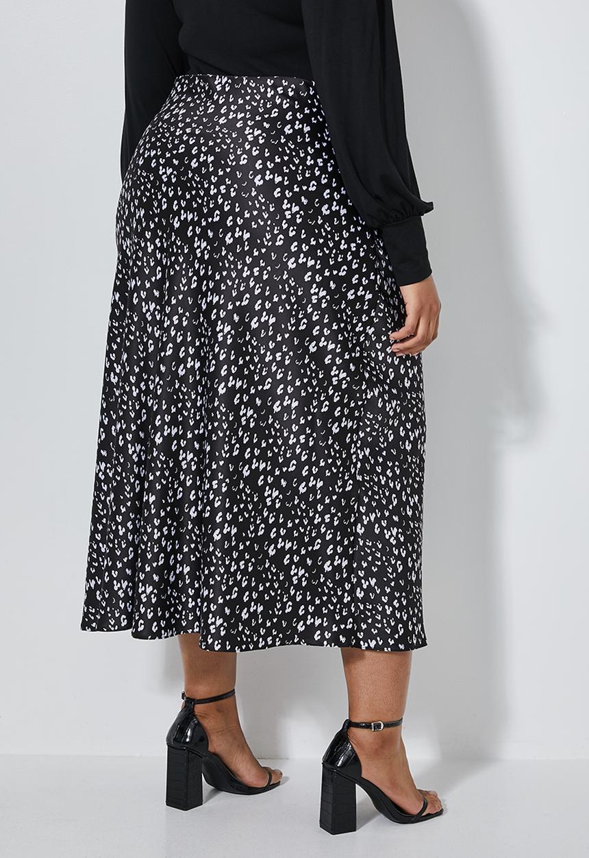 Superbalist - Midi bias slip skirt - black & white 
