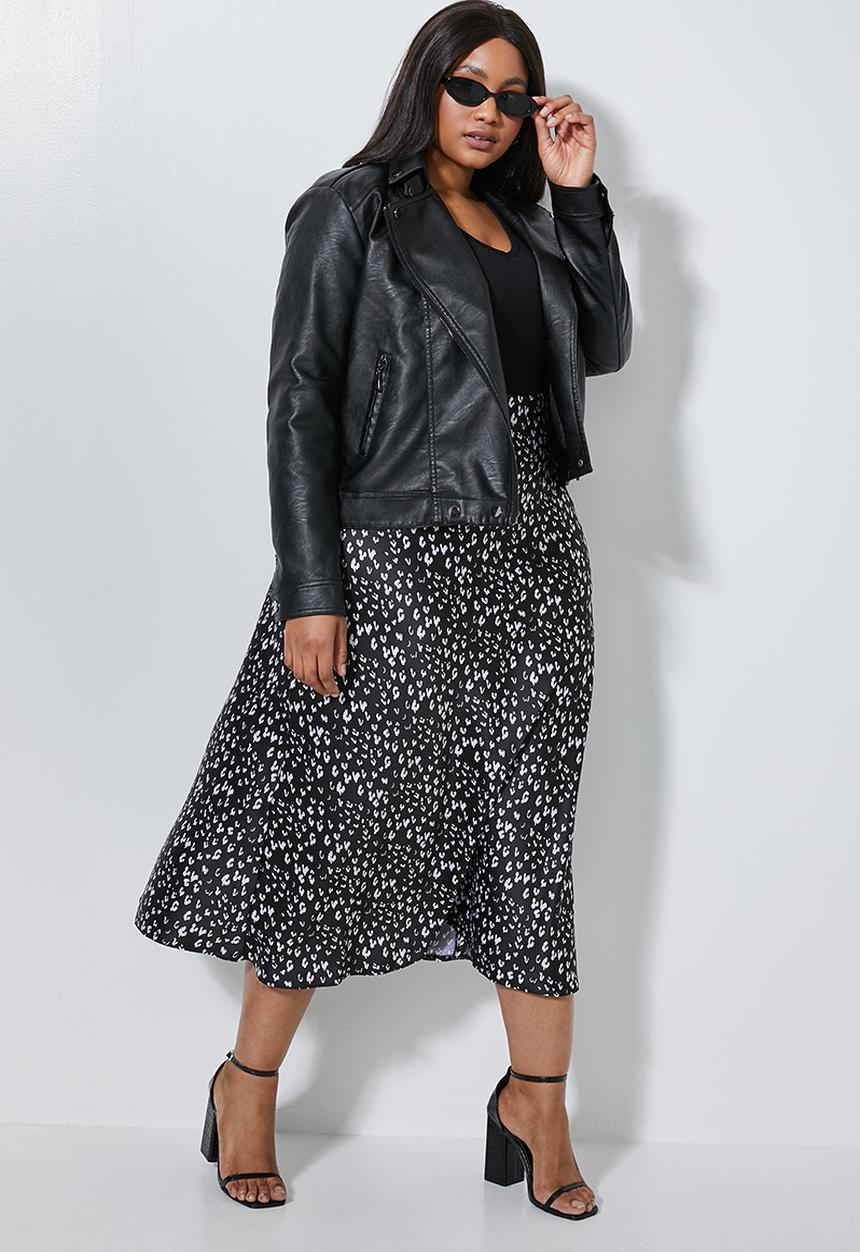 Superbalist - Midi bias slip skirt - black & white 