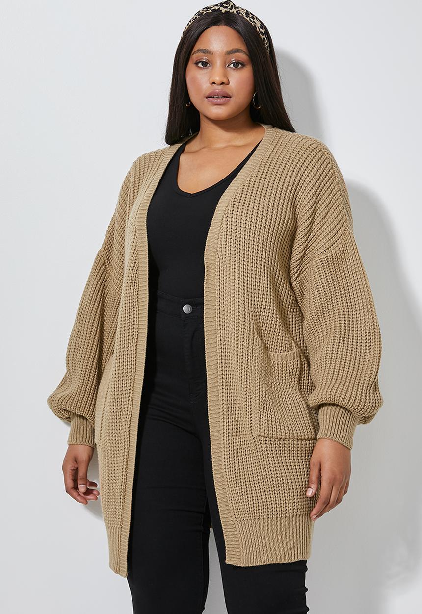 Superbalist - Dropped shoulder ropped knit cardi - stone