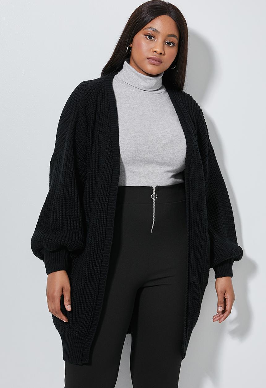 Superbalist - Dropped shoulder ropped knit cardi - black
