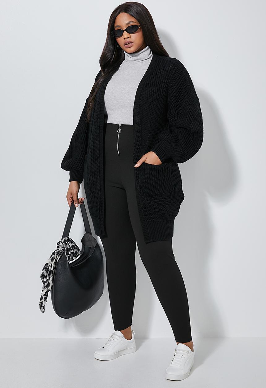 Superbalist - Dropped shoulder ropped knit cardi - black