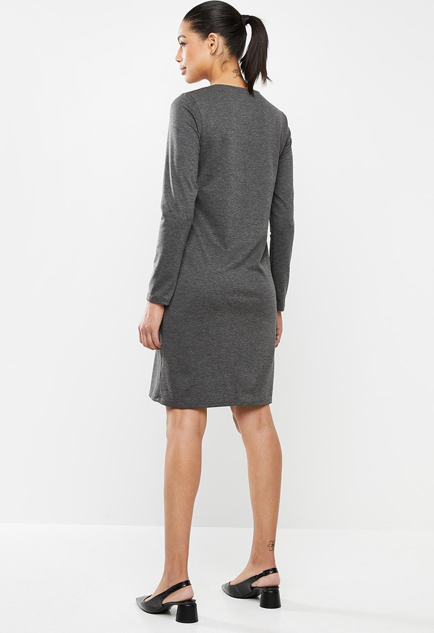 edit - Slashneck shift dress - charcoal 
