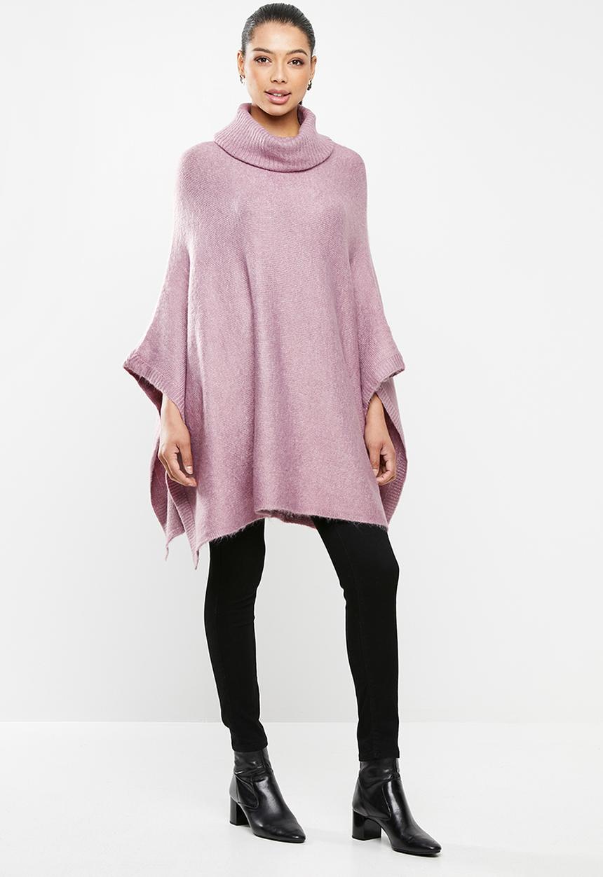 edit - Rolled neck poncho - mauve