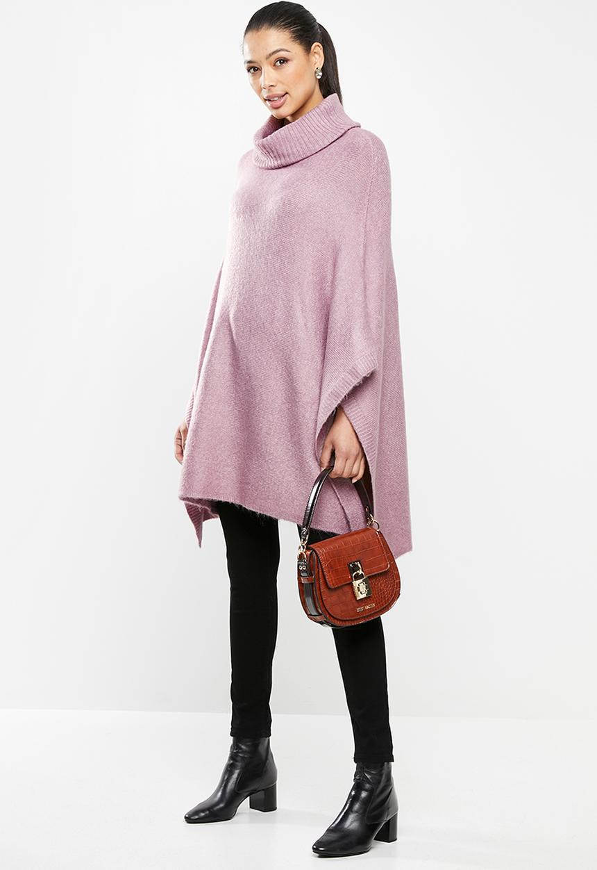 edit - Rolled neck poncho - mauve