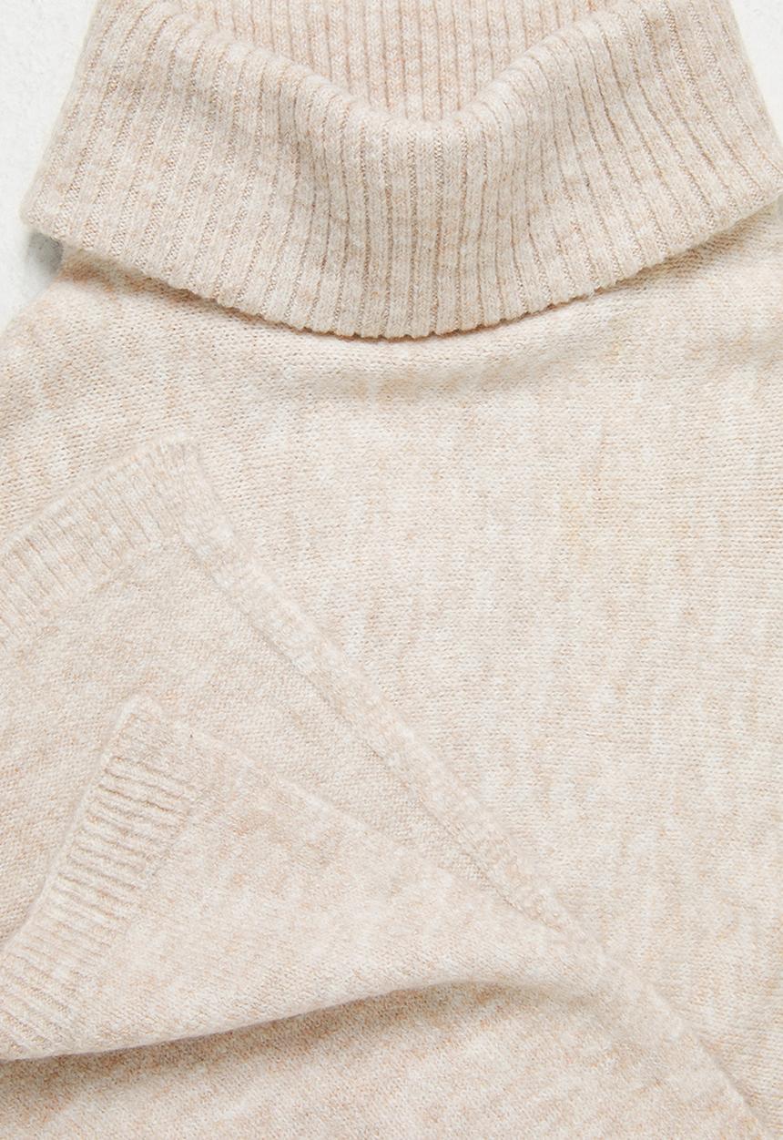 edit - Rolled neck poncho - beige