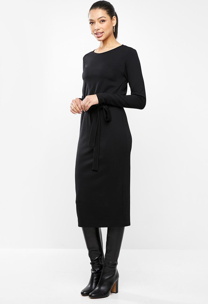 edit - Waisted midi tee dress - black