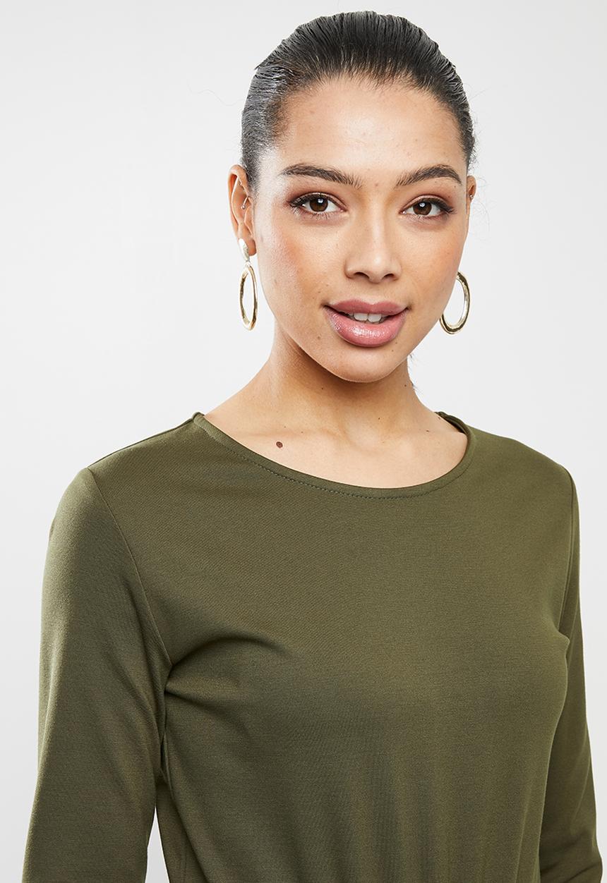 edit - Waisted midi tee dress - khaki