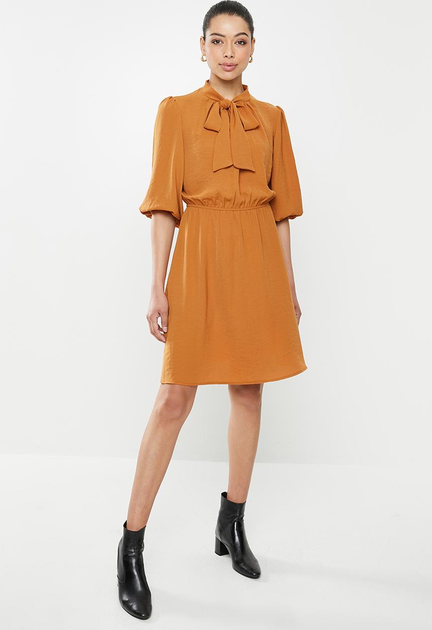 edit - Kitty bow fit & flare dress - rust