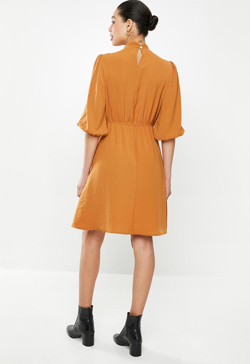 edit - Kitty bow fit & flare dress - rust