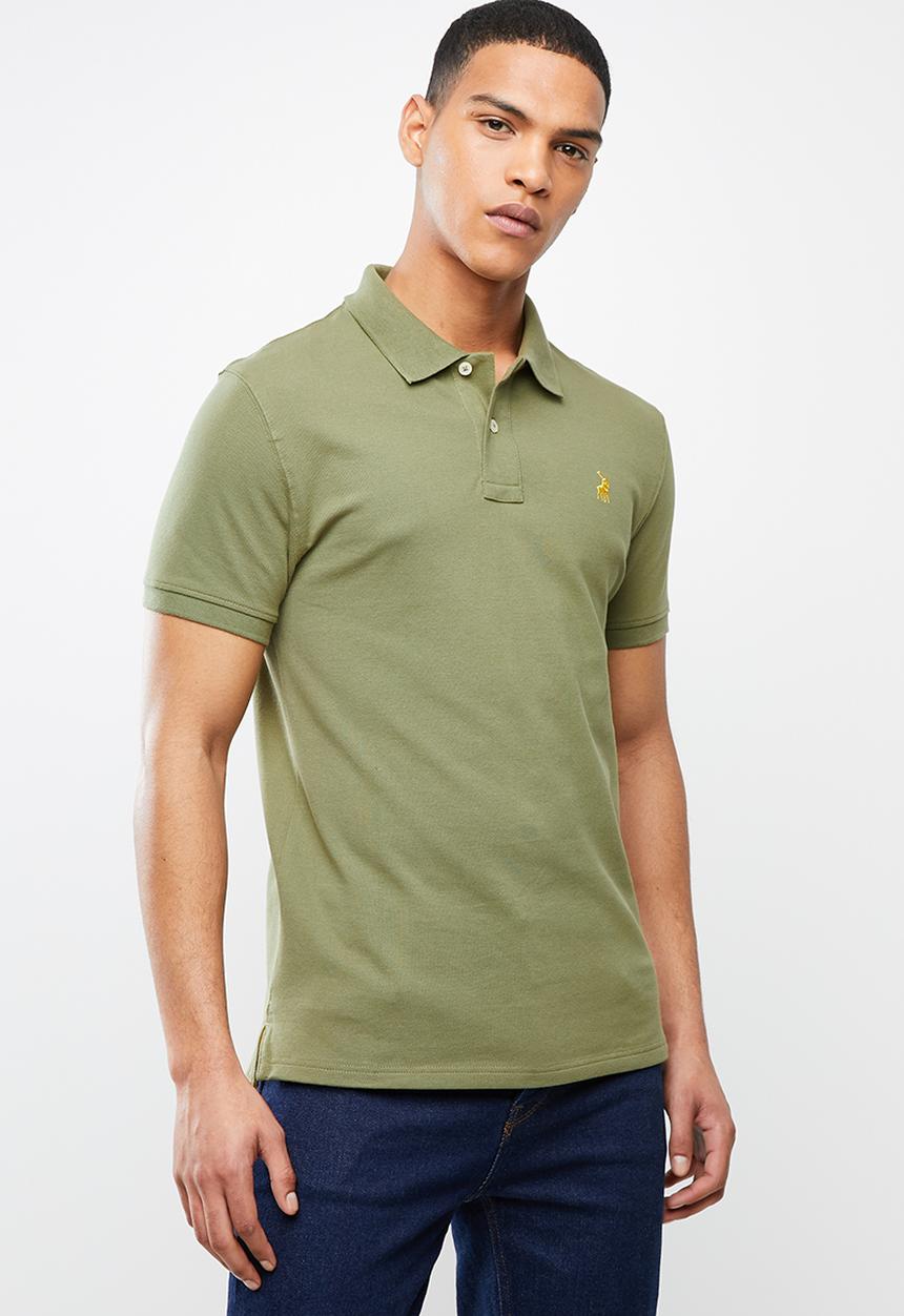 POLO - Mens carter custom fit short sleeve pique golfer - olive green