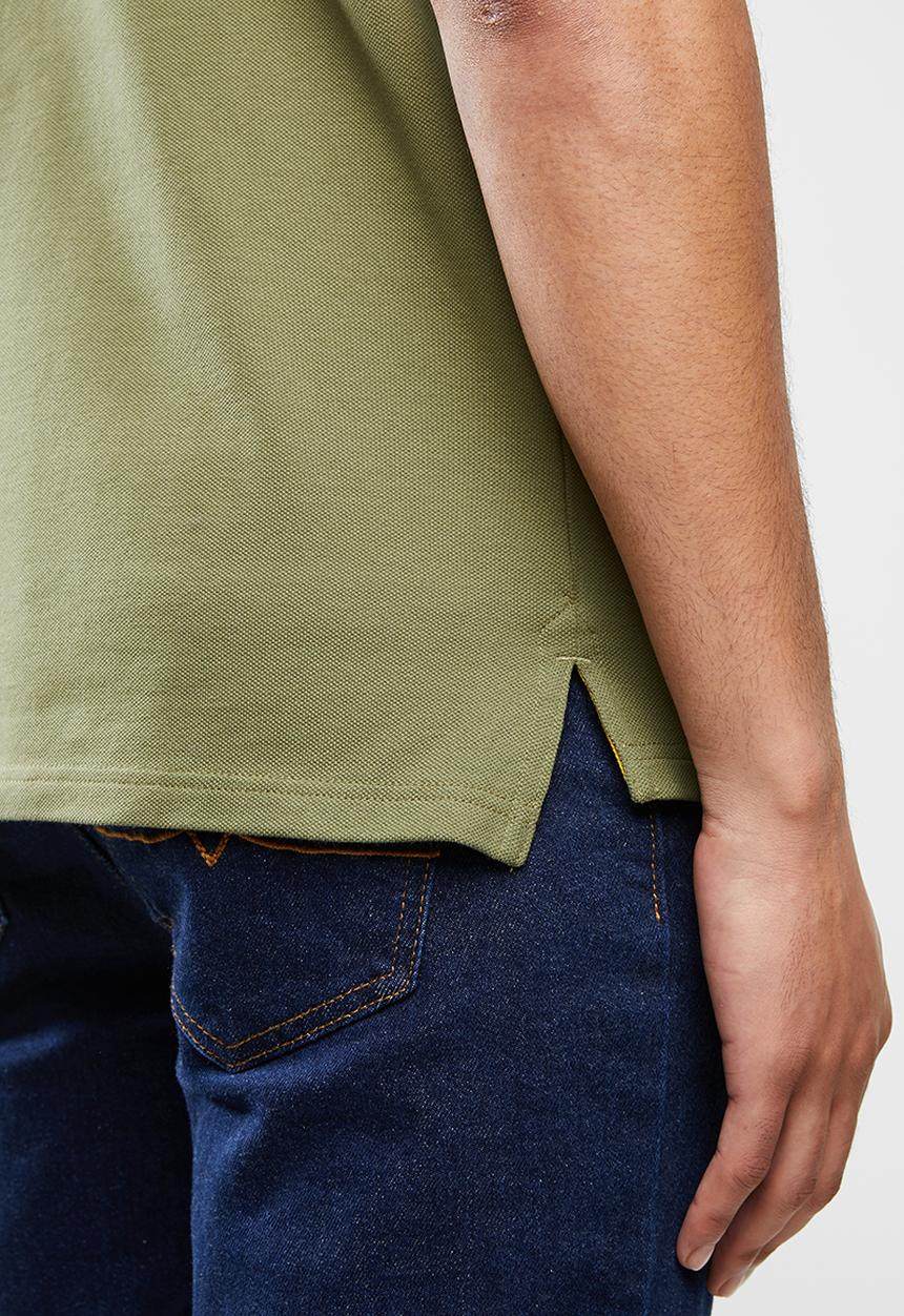 POLO - Mens carter custom fit short sleeve pique golfer - olive green
