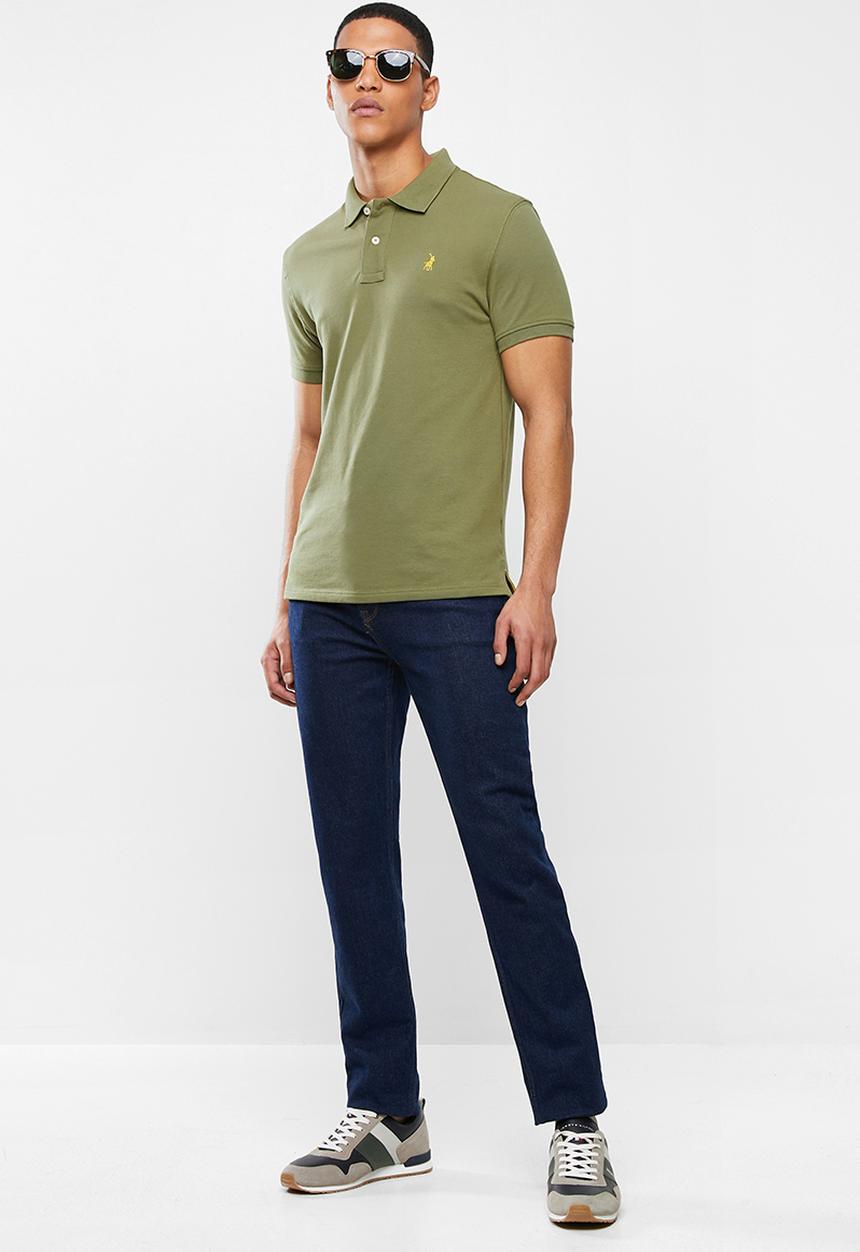 POLO - Mens carter custom fit short sleeve pique golfer - olive green