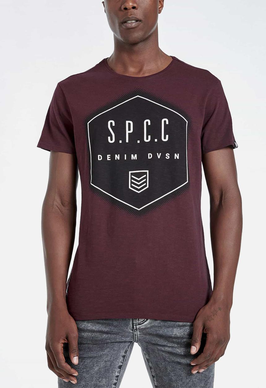 S.P.C.C - Bridge straight hem logo tee - burgundy
