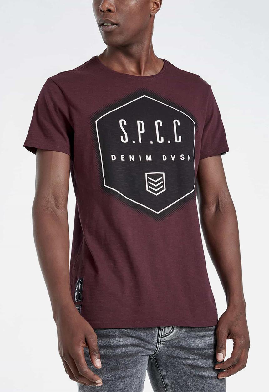 S.P.C.C - Bridge straight hem logo tee - burgundy