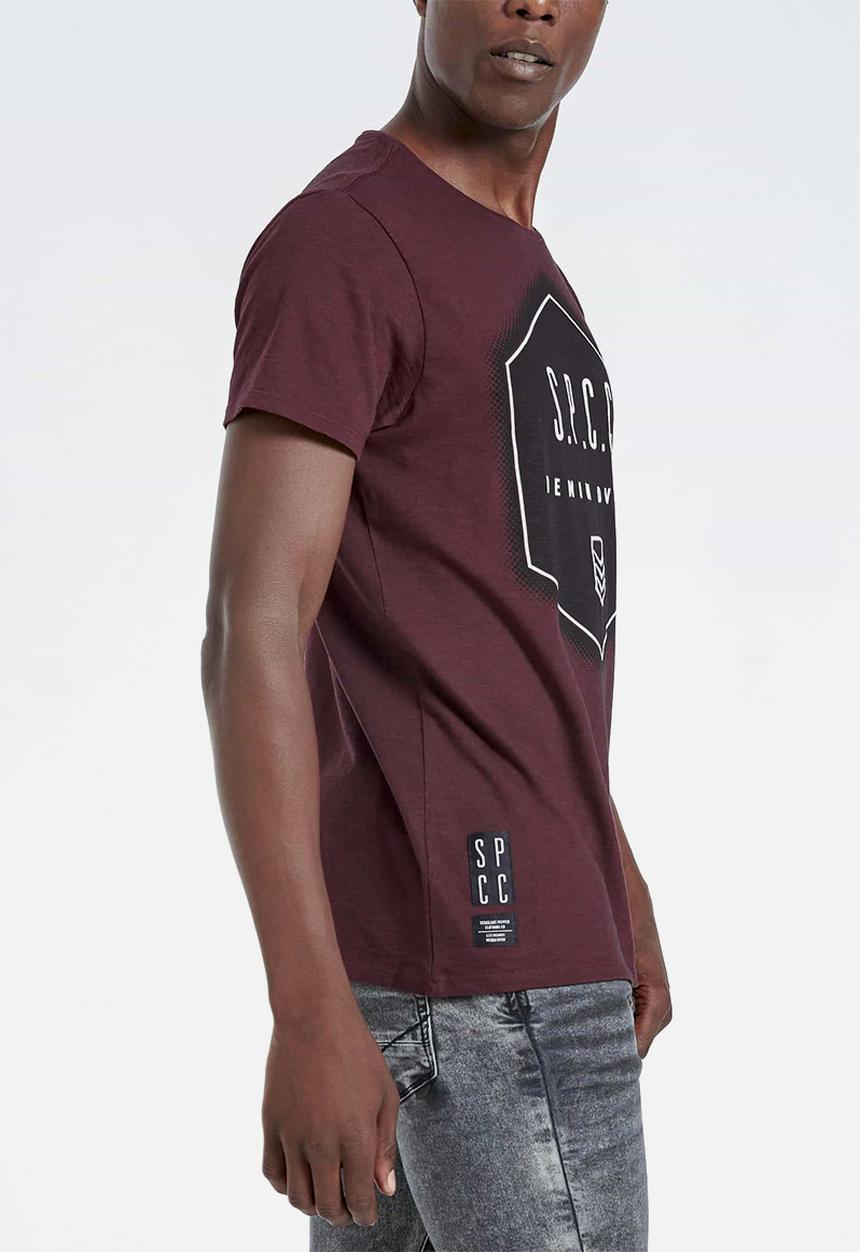 S.P.C.C - Bridge straight hem logo tee - burgundy