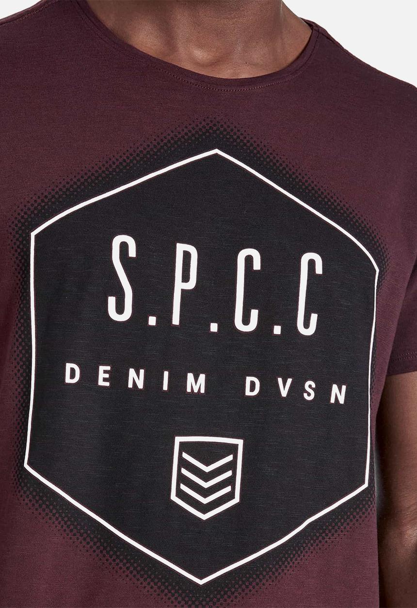 S.P.C.C - Bridge straight hem logo tee - burgundy