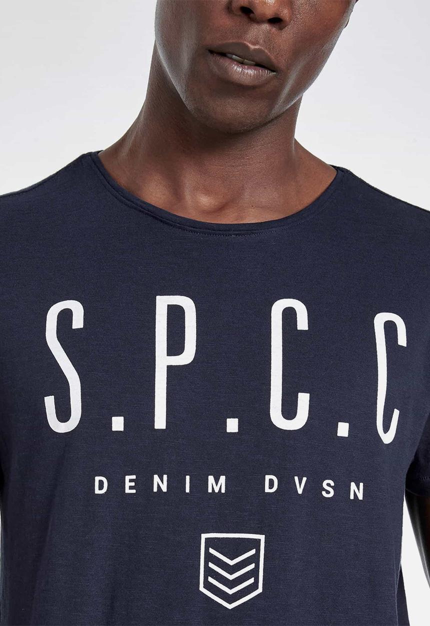 S.P.C.C - Hudson straight hem logo tee - navy 