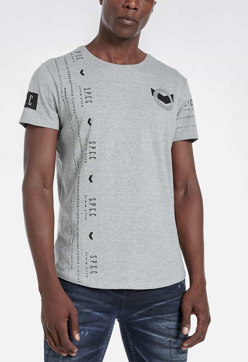 S.P.C.C - Dyer straight hem logo tee - grey