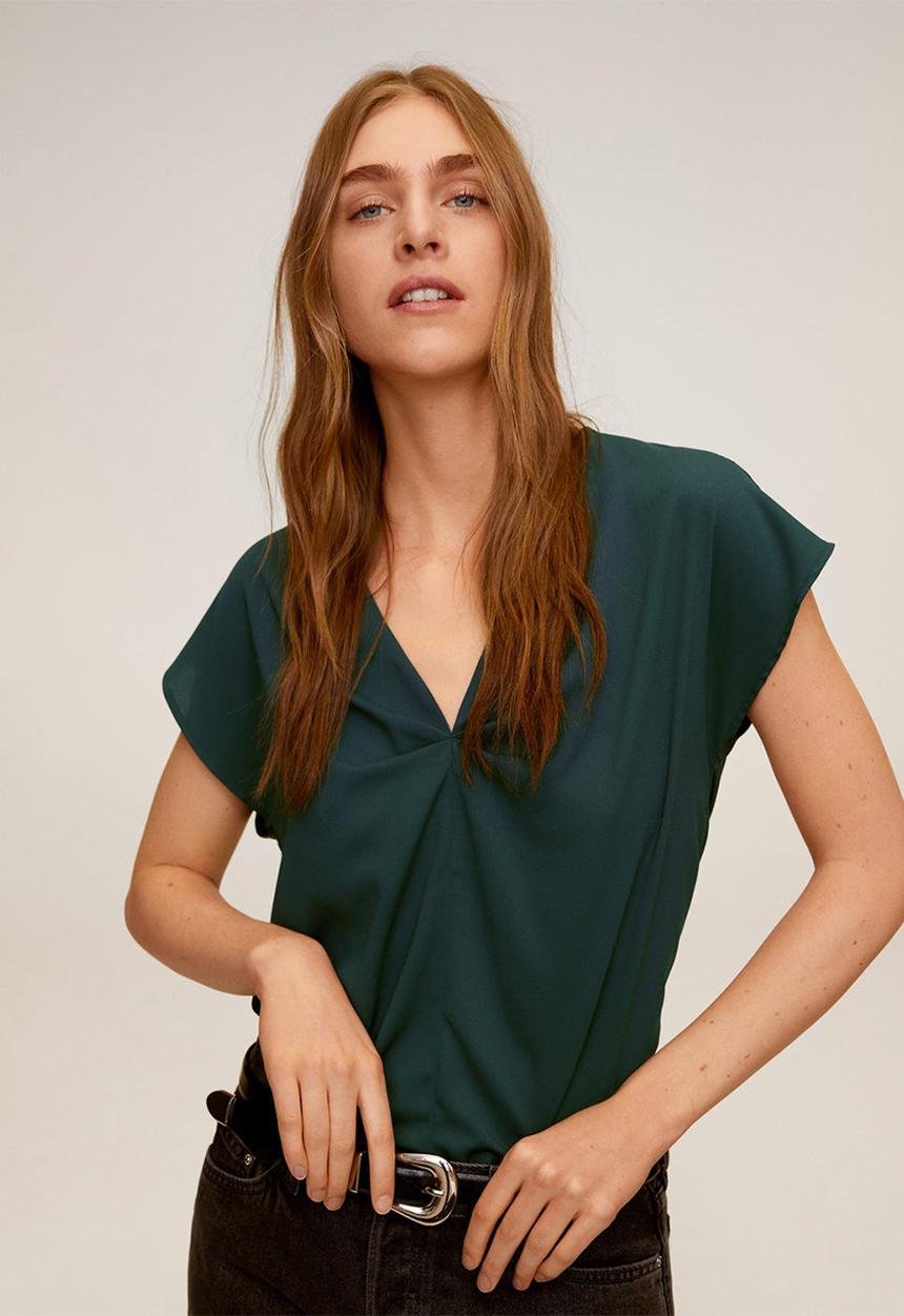 MANGO - T-shirt chemapli - green