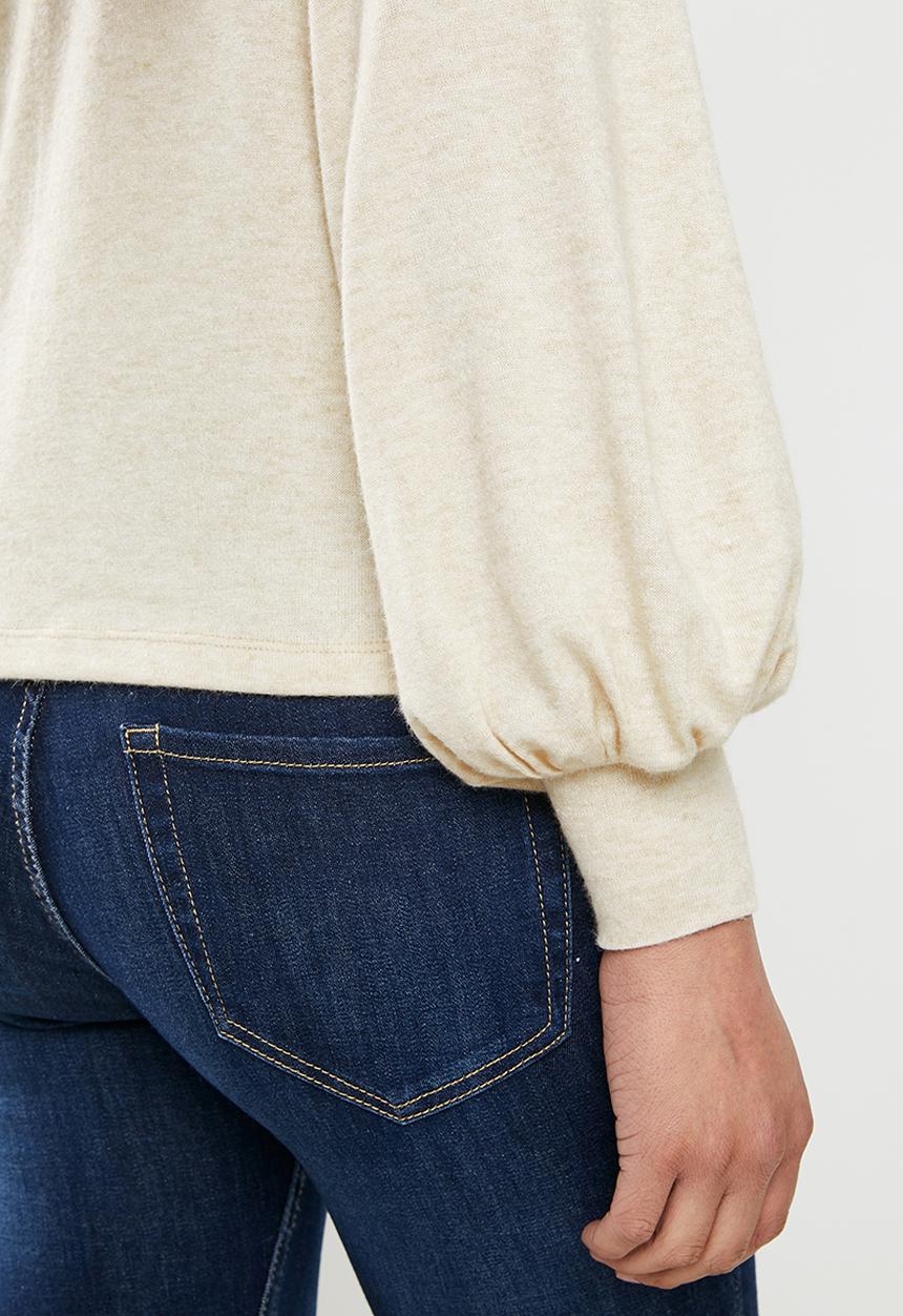 edit - Turtleneck balloon sleeve top - neutral
