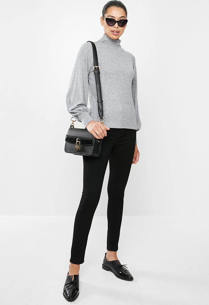 edit - Turtleneck balloon sleeve top - grey 