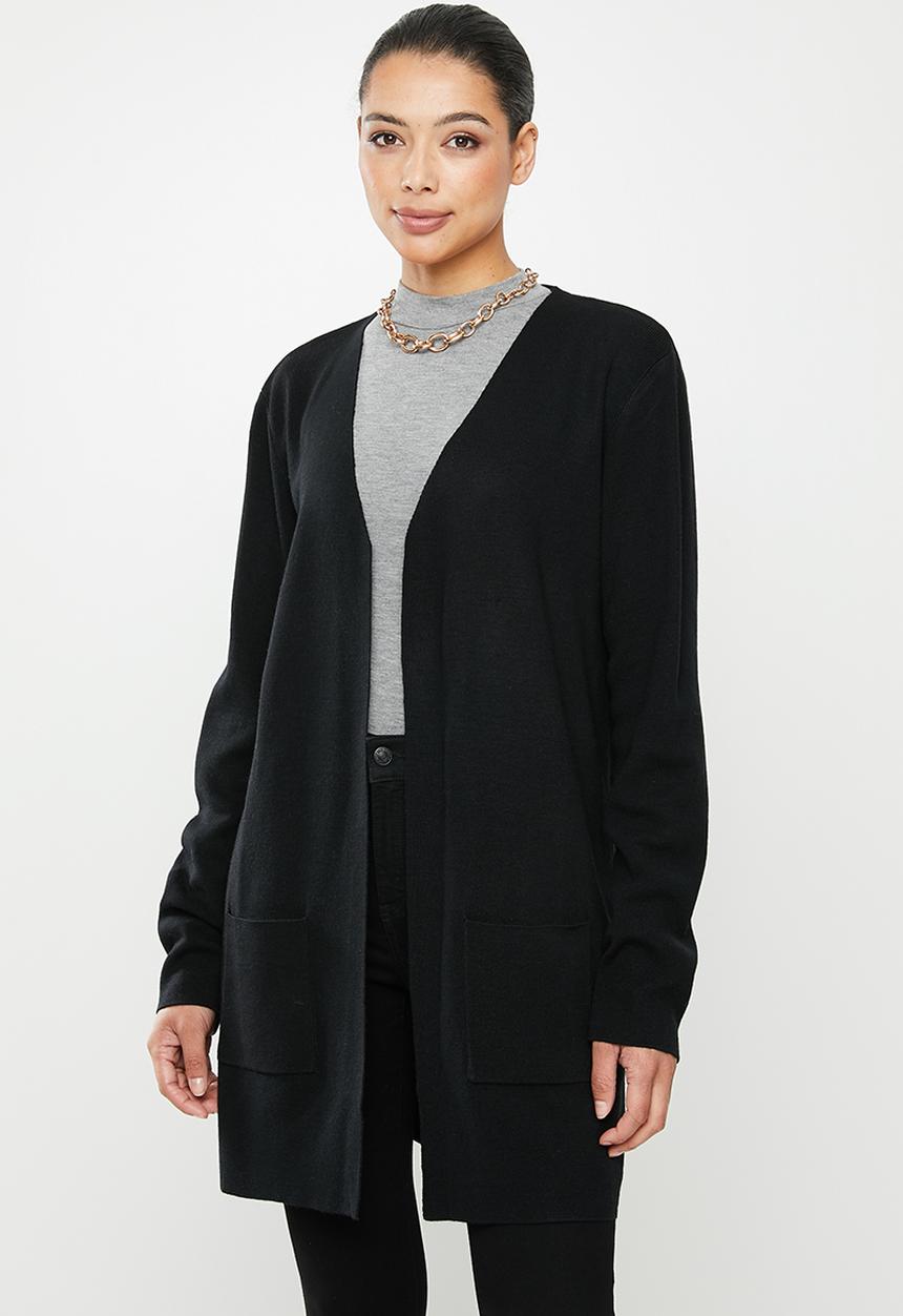 edit - Knee length cardi - black