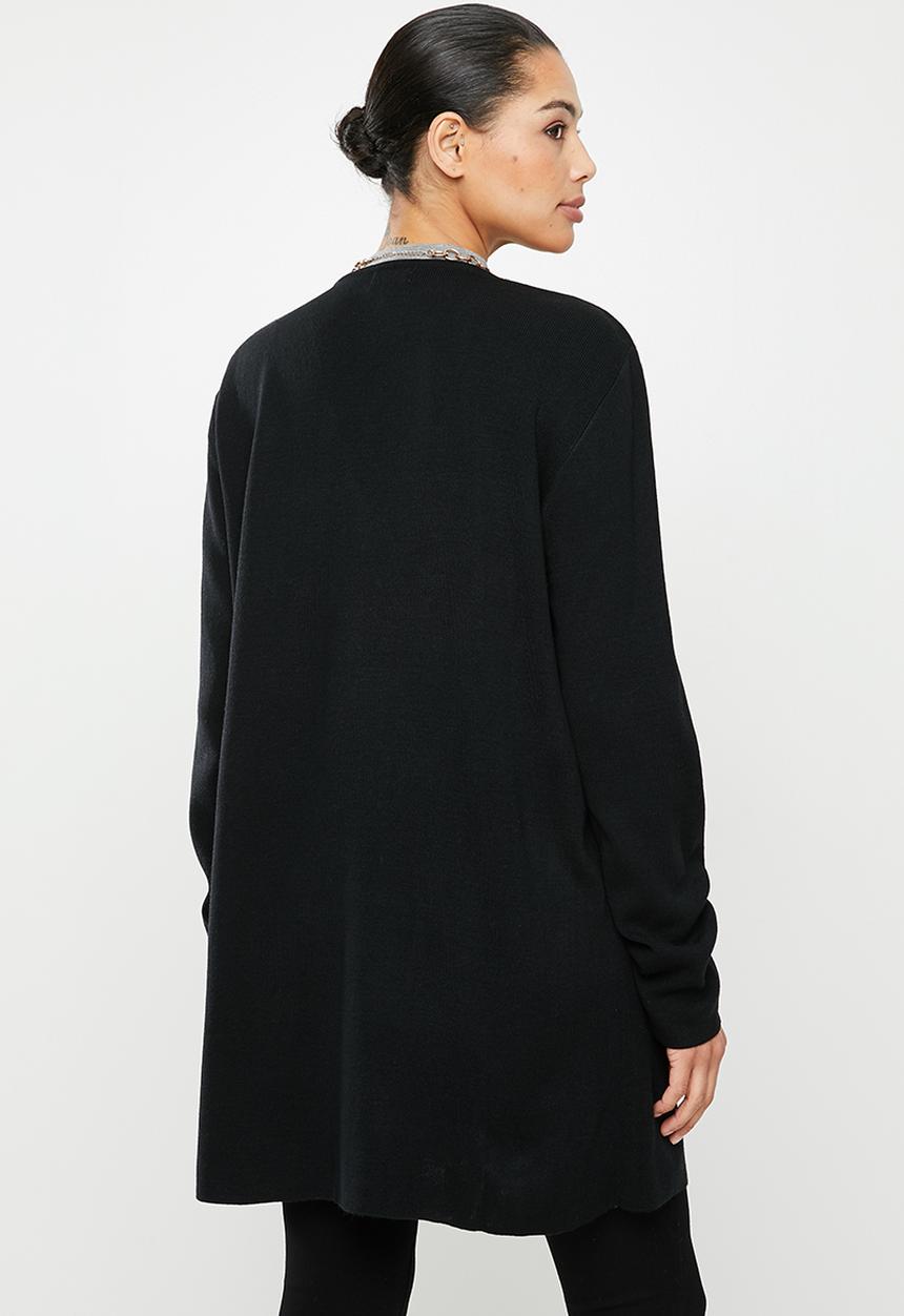 edit - Knee length cardi - black