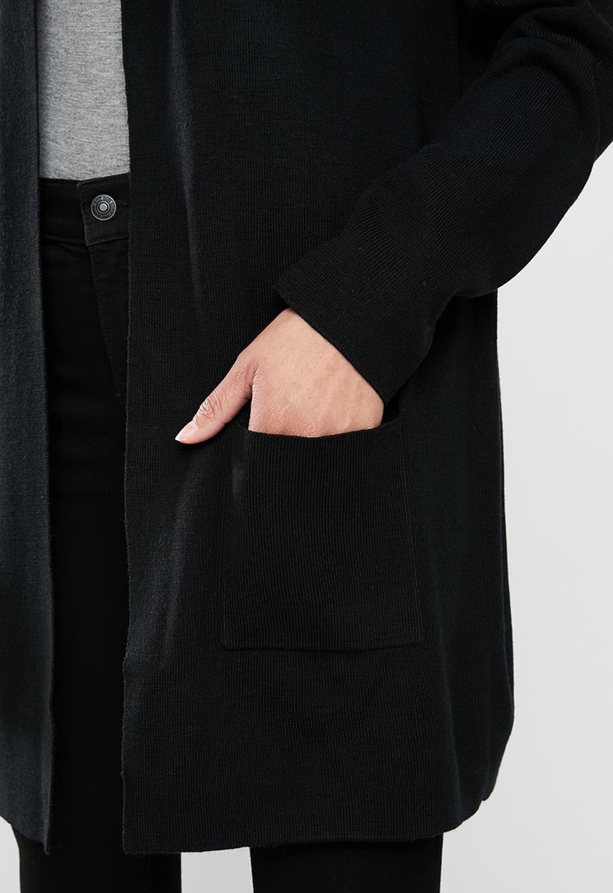 edit - Knee length cardi - black