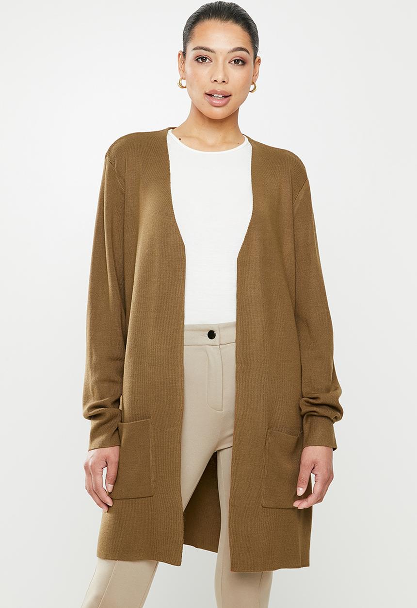 edit - Knee length cardi - brown