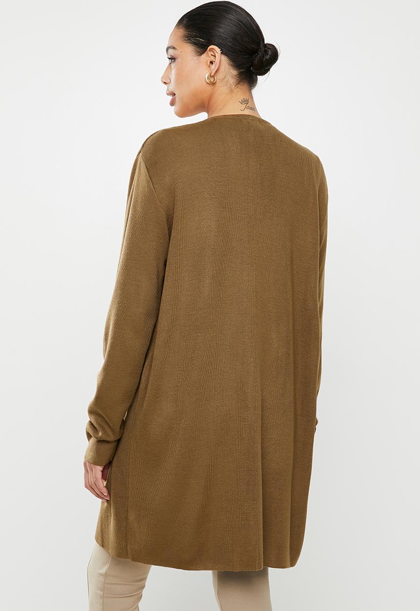 edit - Knee length cardi - brown