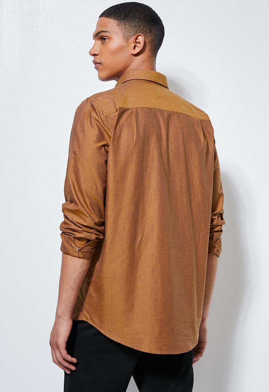 Superbalist - Barber regular fit long sleeve oxford shirt - brown