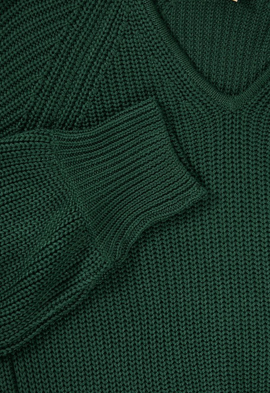 edit - Knitwear ribbed balloon sleeve shift dress - green