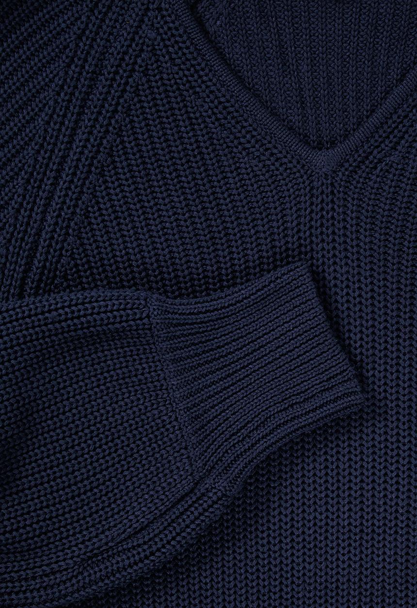 edit - Ribbed balloon sleeve shift dress - navy