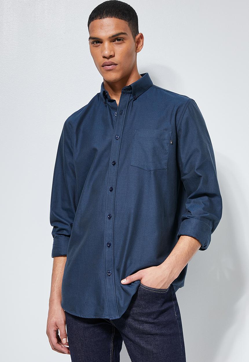 Superbalist - Barber regular fit long sleeve oxford shirt - navy