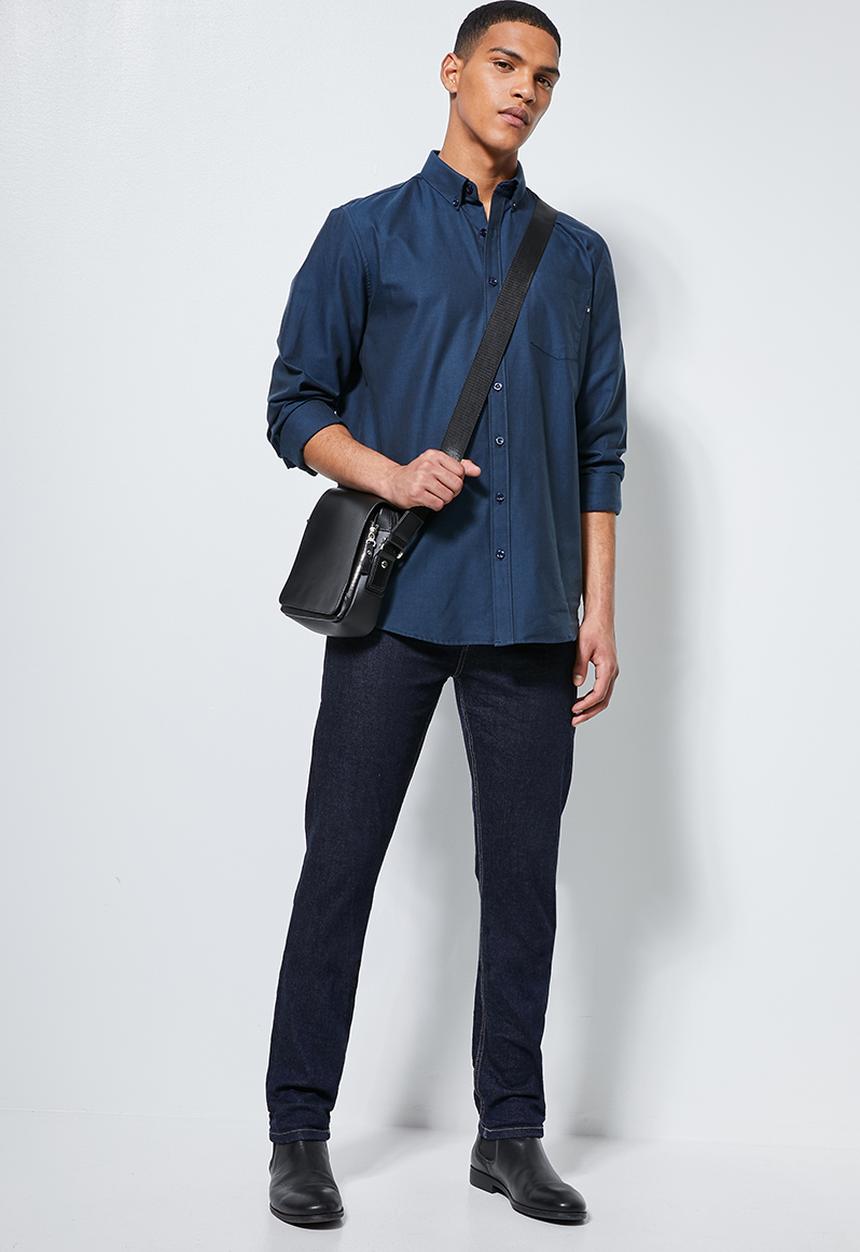 Superbalist - Barber regular fit long sleeve oxford shirt - navy
