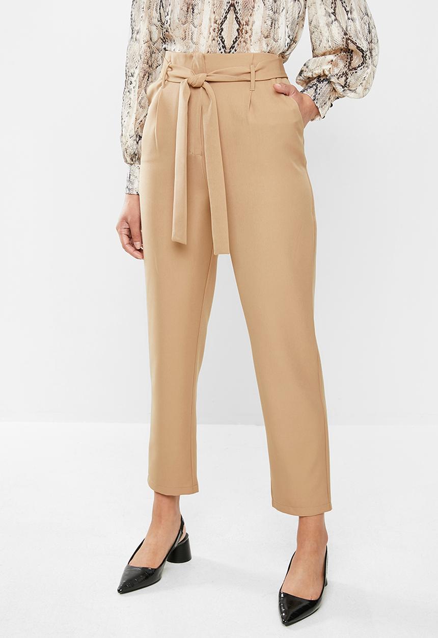 edit - Paperbag tapered pants - beige