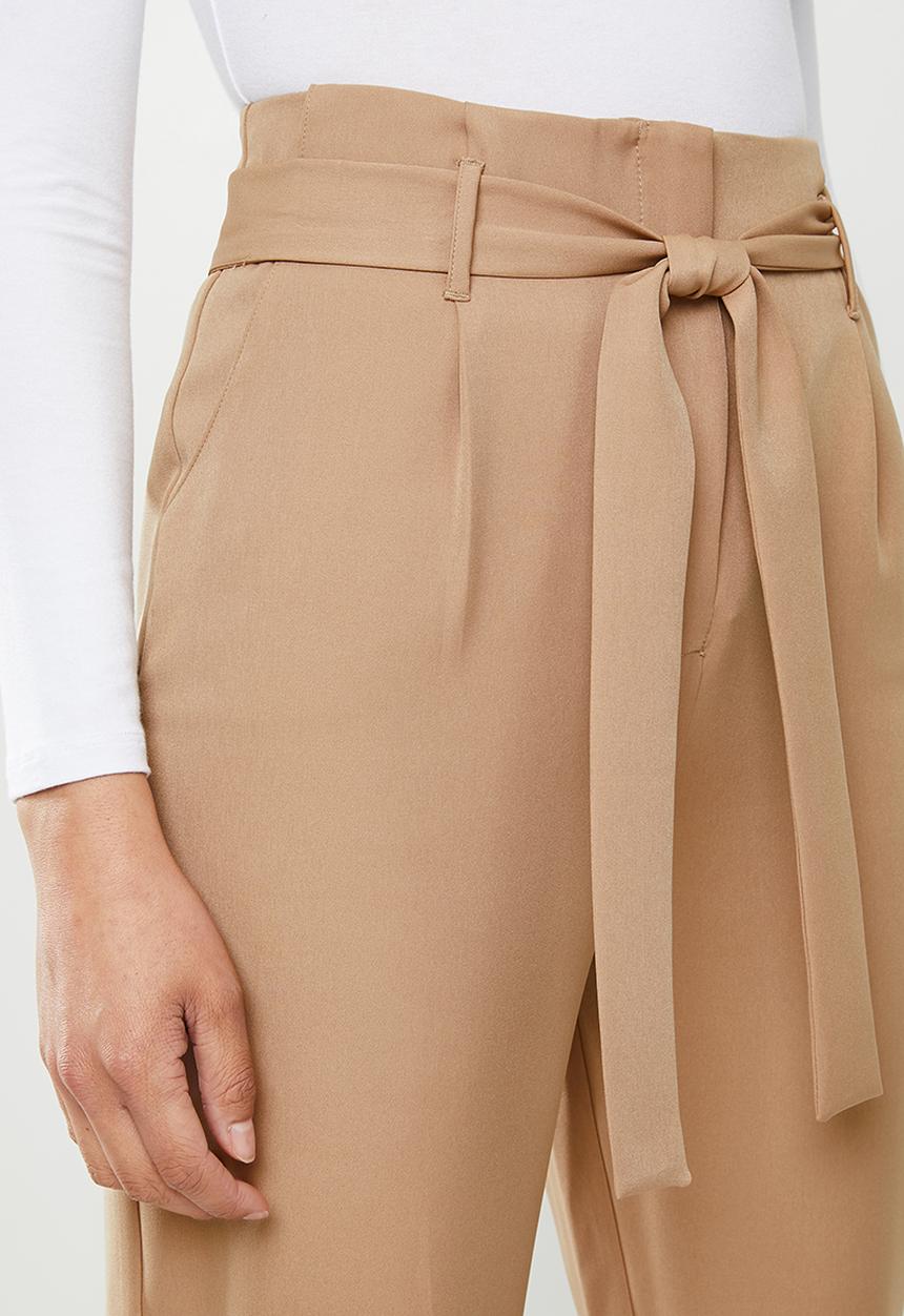 edit - Paperbag tapered pants - beige