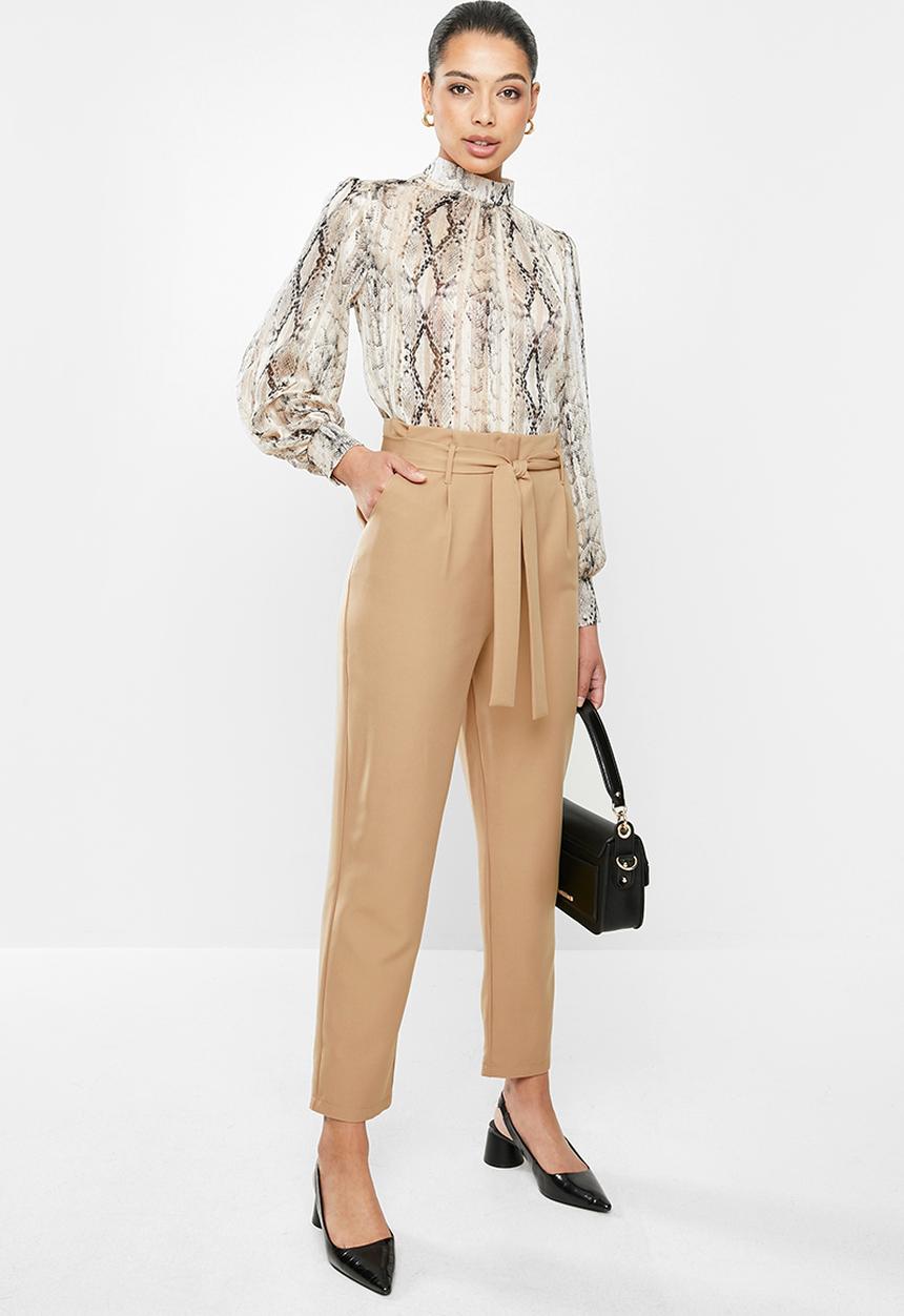 edit - Paperbag tapered pants - beige