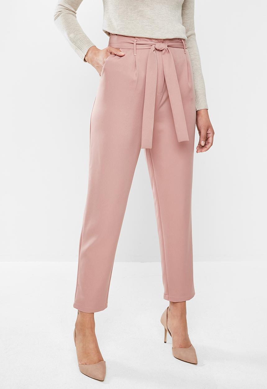edit - Paperbag tapered pants - pink