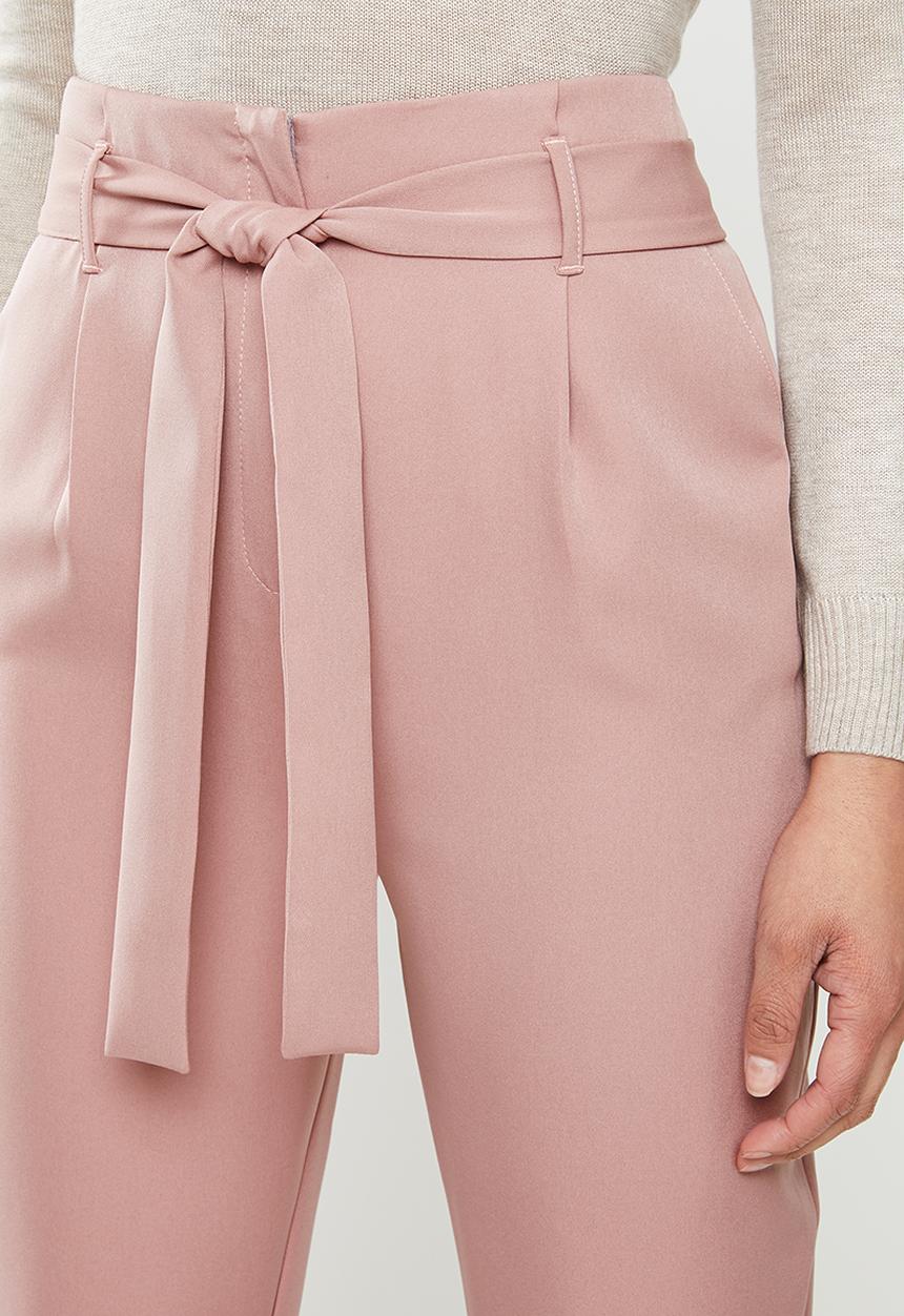 edit - Paperbag tapered pants - pink