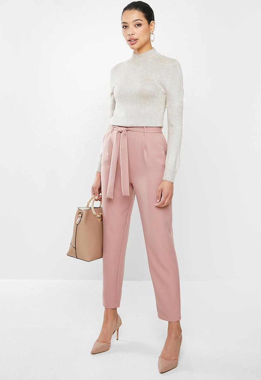 edit - Paperbag tapered pants - pink