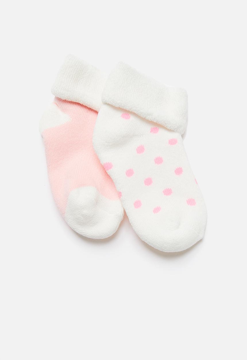 Pop Candy - Baby girls 5 pack sock - pink & white